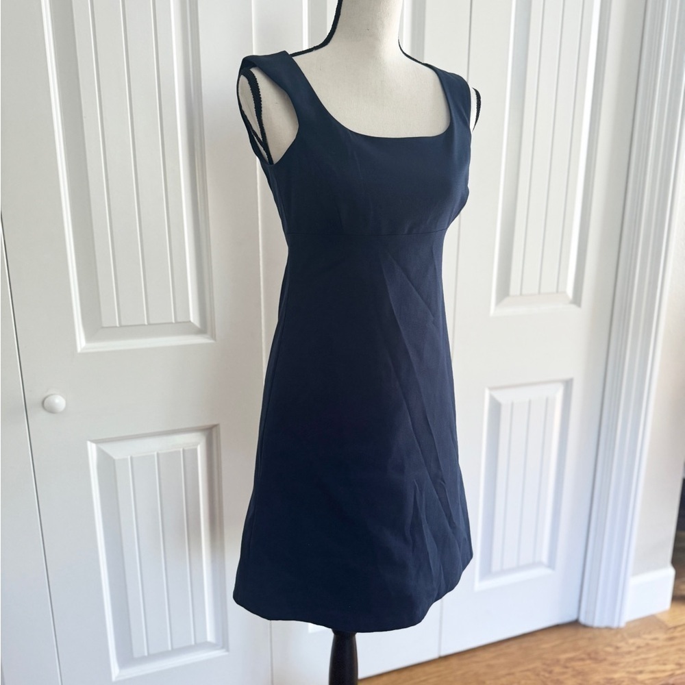 CHAIKEN Navy Blue Portrait Neck Sheath Dress Sleeveless Size 2 NWT - Picture 2 of 11